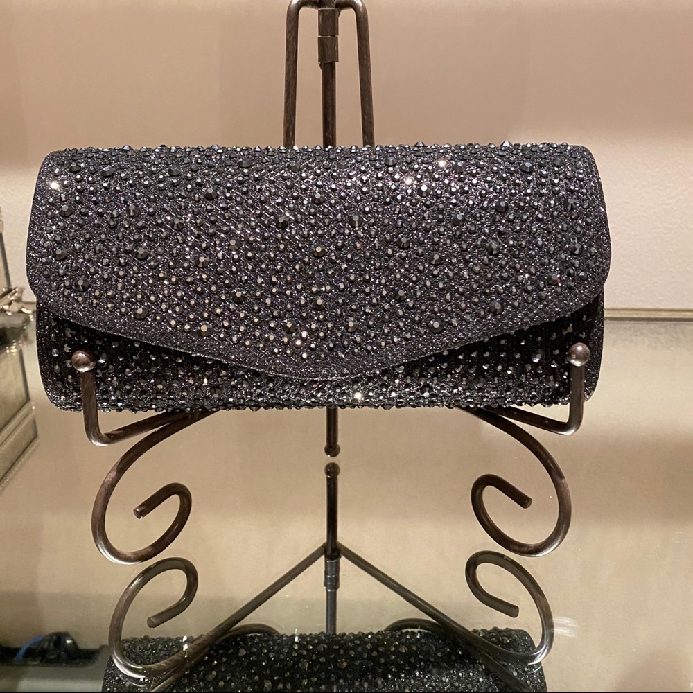 D'margeaux Scattered Crystal Mini Flap Clutch NEW